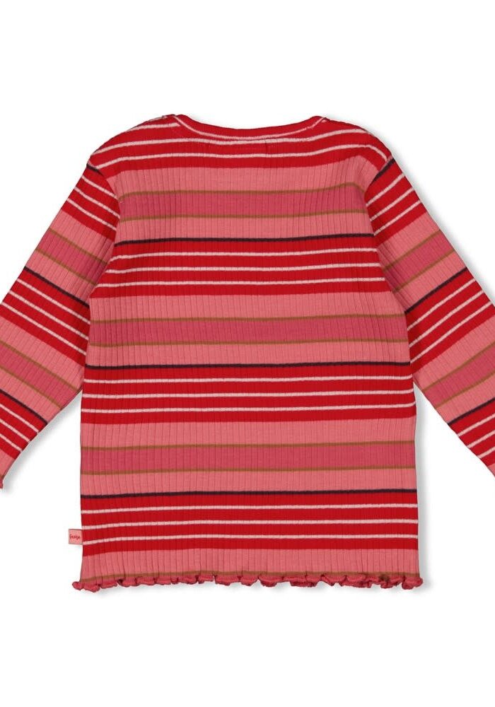 Feetje Longsleeve rib met streep - Queen of Hearts l.Roze