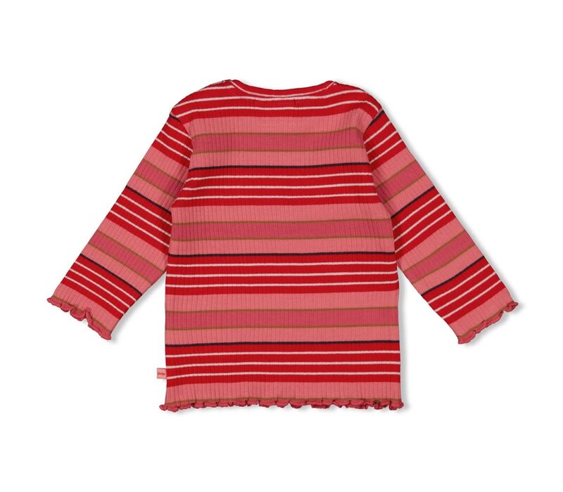 Feetje Longsleeve rib met streep - Queen of Hearts l.Roze