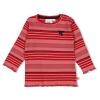 Feetje Longsleeve rib met streep - Queen of Hearts l.Roze