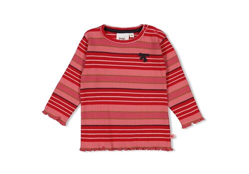 Feetje Feetje Longsleeve rib met streep - Queen of Hearts l.Roze