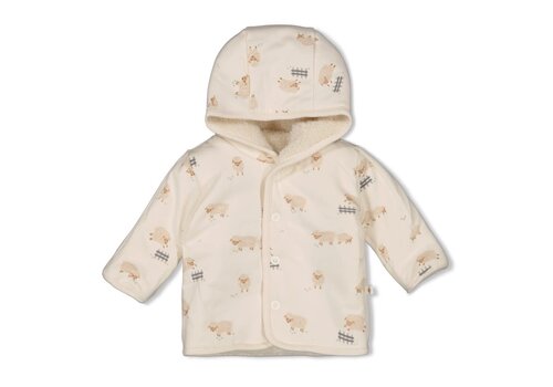 Feetje Feetje Omkeerbaar teddy jasje met capuchon - Sleepy Sheepy Creme