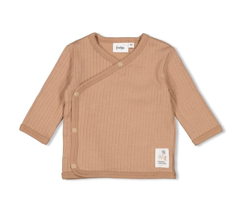 Feetje Overslagshirt rib - Howdy Hazelnoot