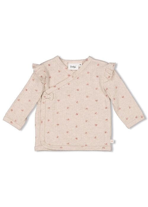 Feetje Feetje Overslagshirt rib AOP - Morning Sun Taupe melange