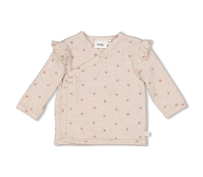 Feetje Overslagshirt rib AOP - Morning Sun Taupe melange