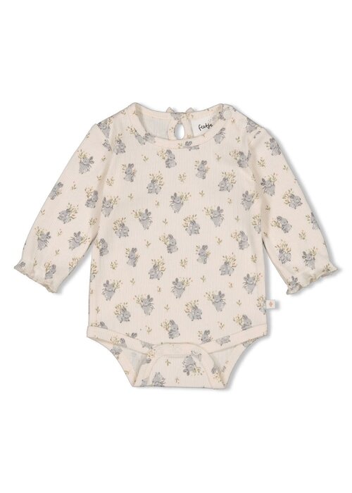 Feetje Feetje Romper rib AOP - Fields of Green Offwhite