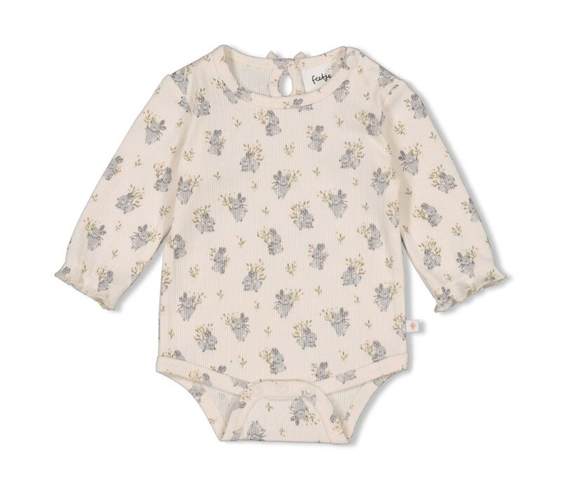 Feetje Romper rib AOP - Fields of Green Offwhite