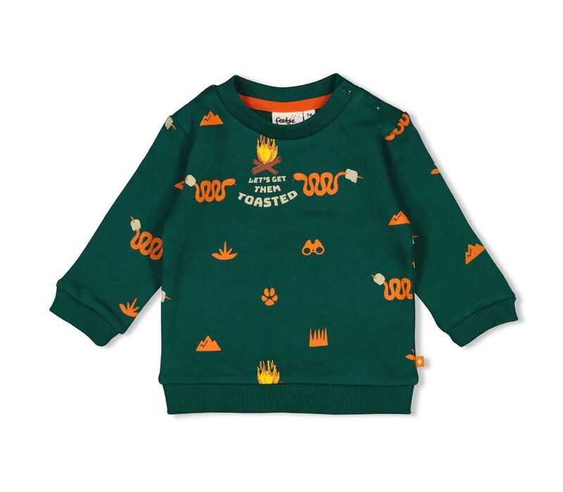 Feetje Sweater AOP - Chasing Trails Groen