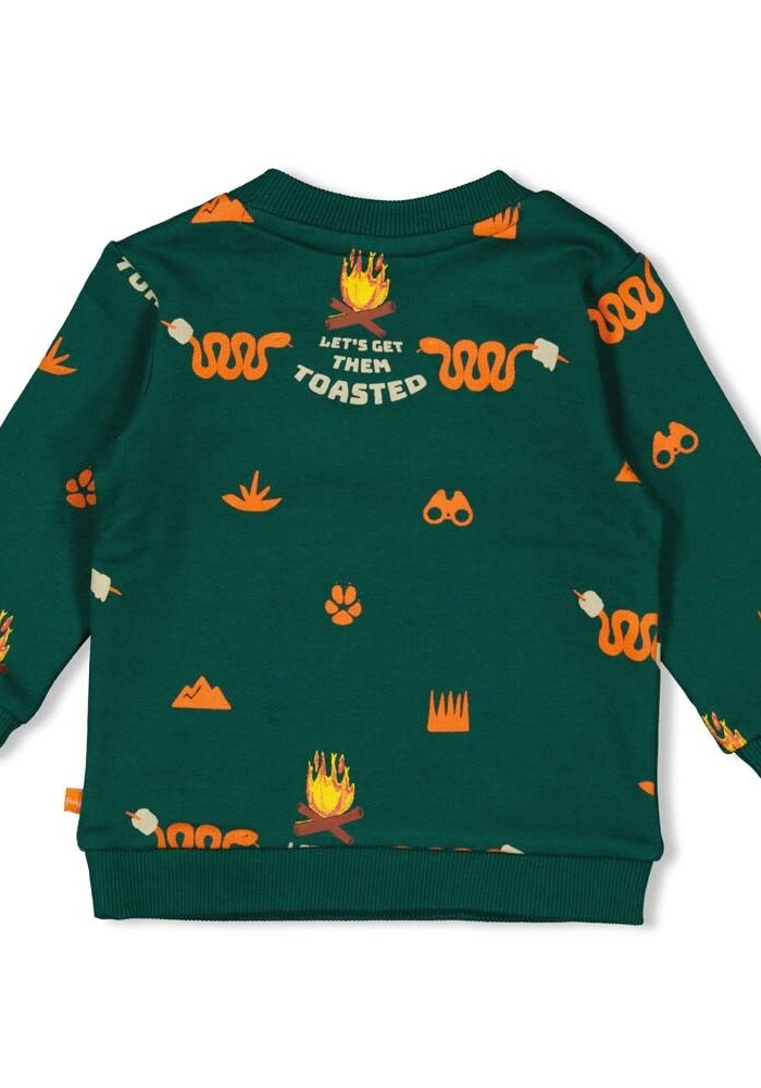 Feetje Sweater AOP - Chasing Trails Groen