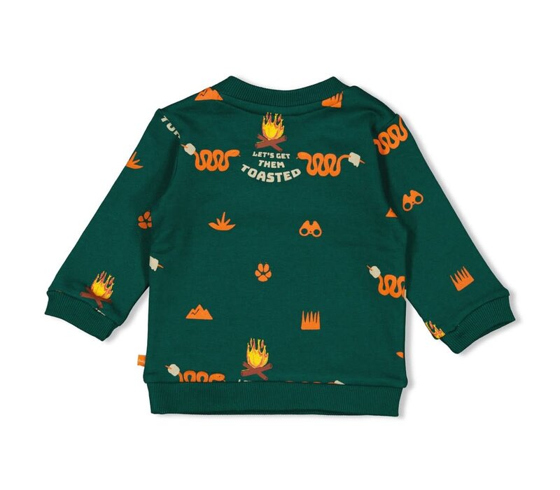 Feetje Sweater AOP - Chasing Trails Groen
