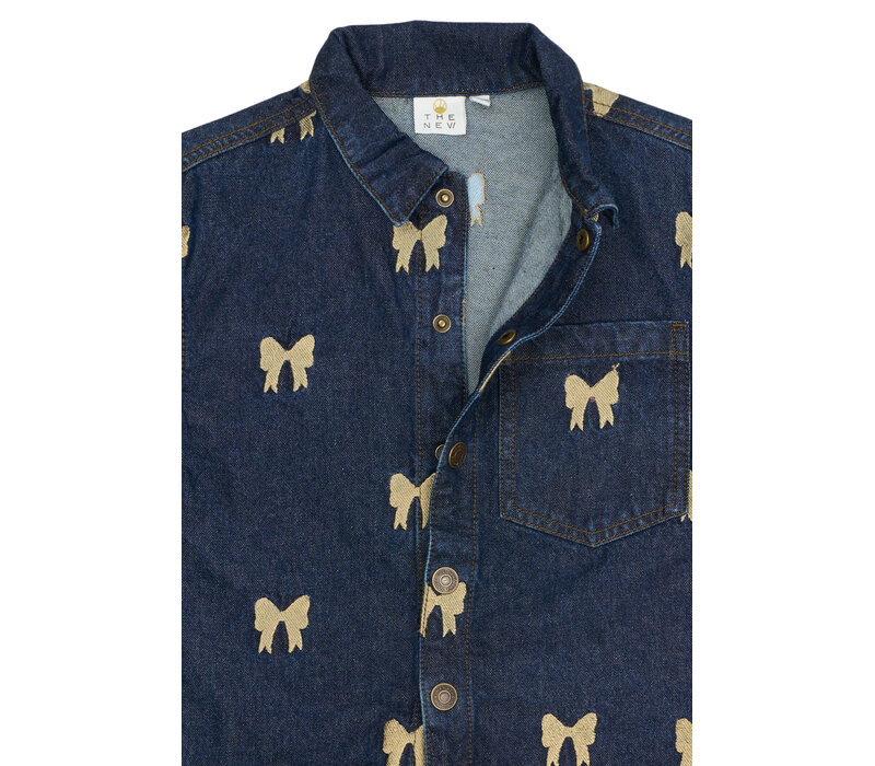 The New TNRaquel Denim Overshirt Medium Blue Denim AOP