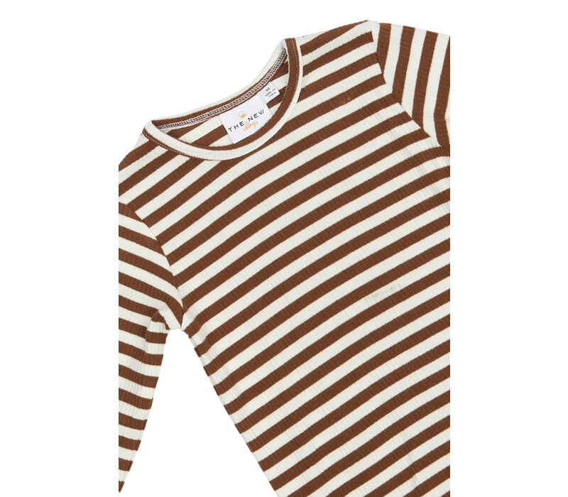 The New TNSBFro L_S Rib Tee Toffee Striped