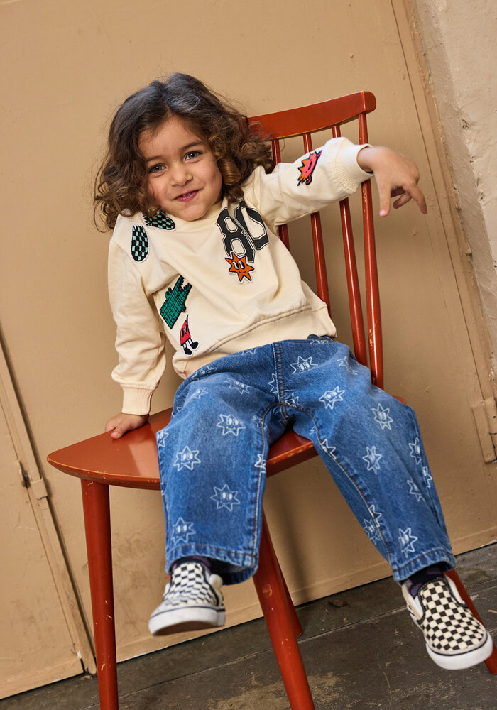 The New TNSTRipley Wide Jeans Medium Blue Denim AOP