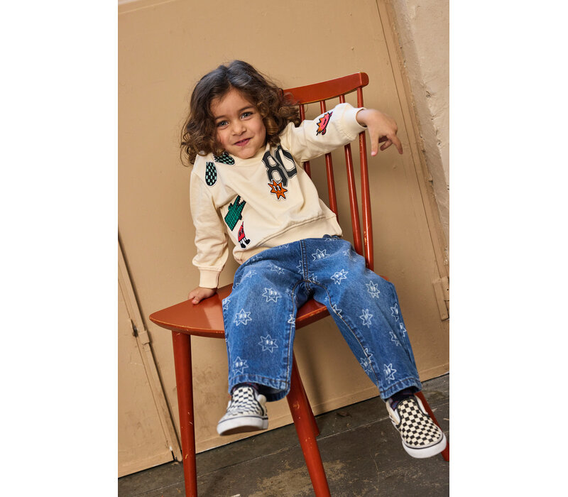 The New TNSTRipley Wide Jeans Medium Blue Denim AOP