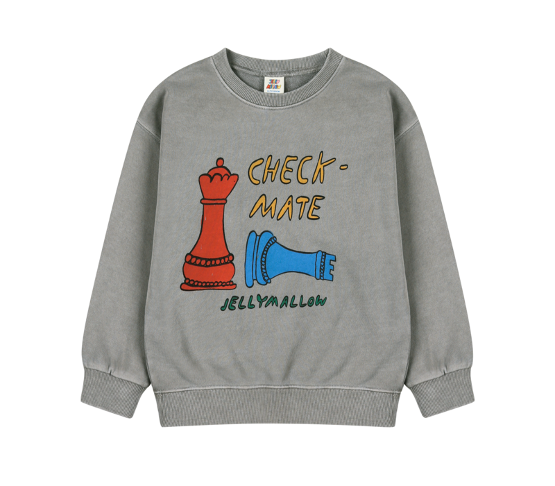 Jelly Mallow Check Mate Pignment Sweatshirt GRAY