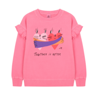 Jelly Mallow Together Pigment Ruffled Sweatshirt PINK
