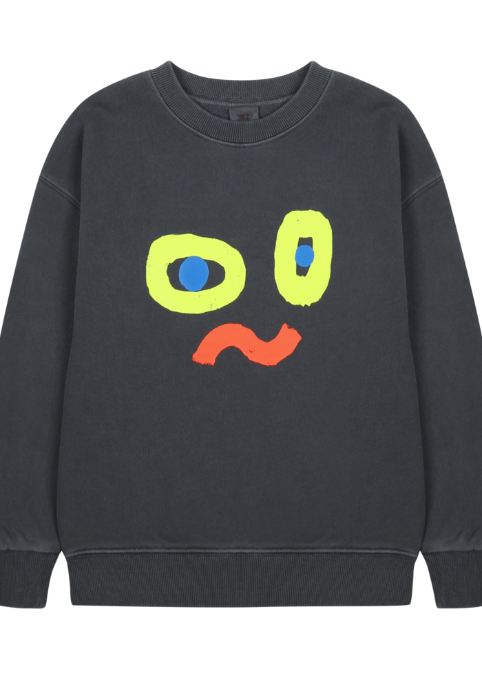 Jelly Mallow Catchy Face Pigment Sweatshirt   CHARCOAL