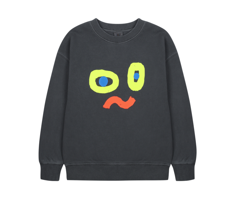 Jelly Mallow Catchy Face Pigment Sweatshirt   CHARCOAL