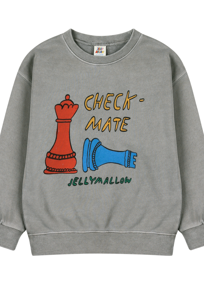 Jelly Mallow Check Mate Pignment Sweatshirt GRAY
