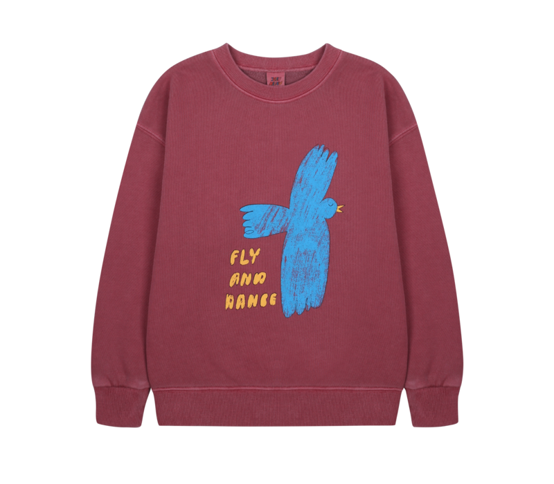 Jelly Mallow Flying Bird Pigment Sweatshirt BURGUNDY