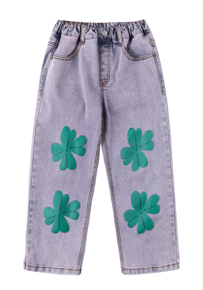 Jelly Mallow Lucky Clover Denim Pants BLUE