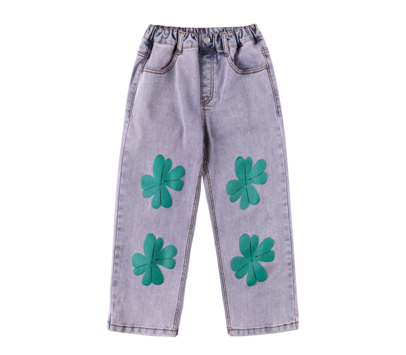 Jelly Mallow Lucky Clover Denim Pants BLUE