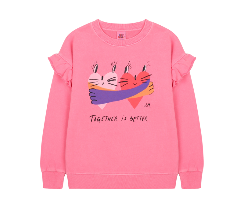 Jelly Mallow Together Pigment Ruffled Sweatshirt PINK