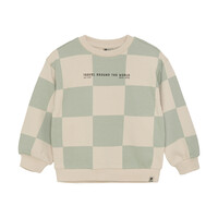 Daily Seven Oversized Sweater Check Print Cool Mint