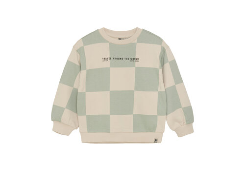 Daily seven Daily Seven Oversized Sweater Check Print Cool Mint