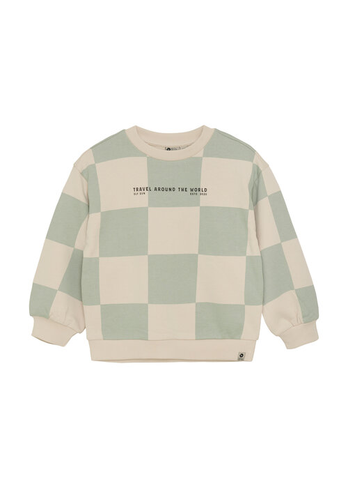 Daily seven Daily Seven Oversized Sweater Check Print Cool Mint