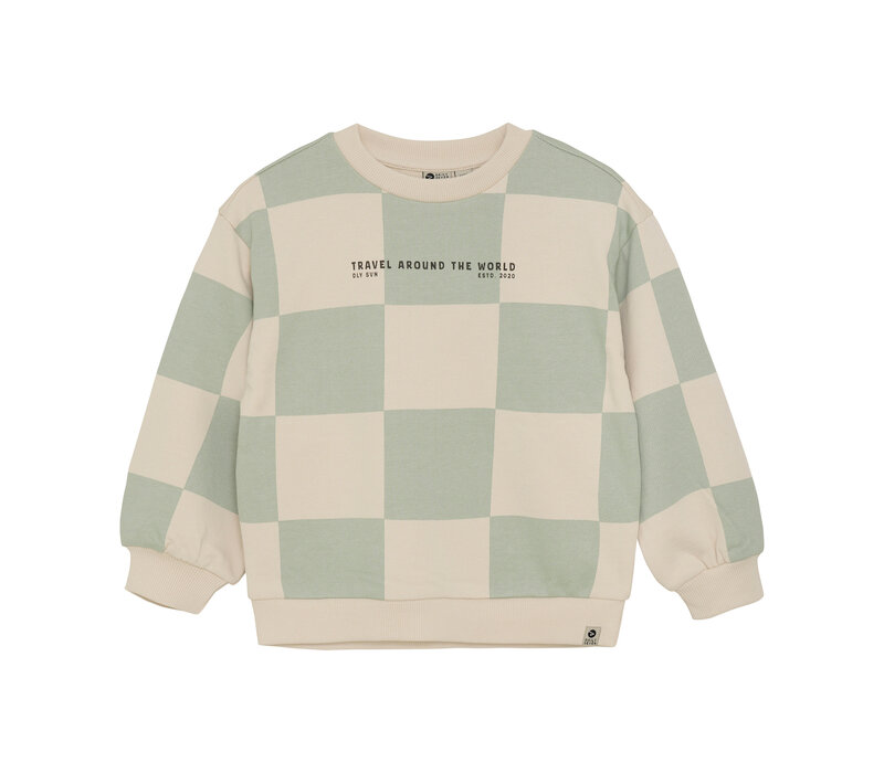 Daily Seven Oversized Sweater Check Print Cool Mint