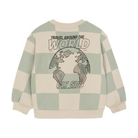 Daily Seven Oversized Sweater Check Print Cool Mint