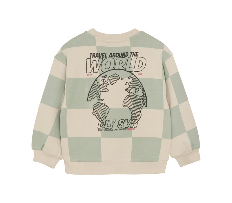 Daily Seven Oversized Sweater Check Print Cool Mint