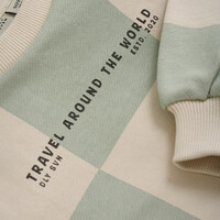 Daily Seven Oversized Sweater Check Print Cool Mint
