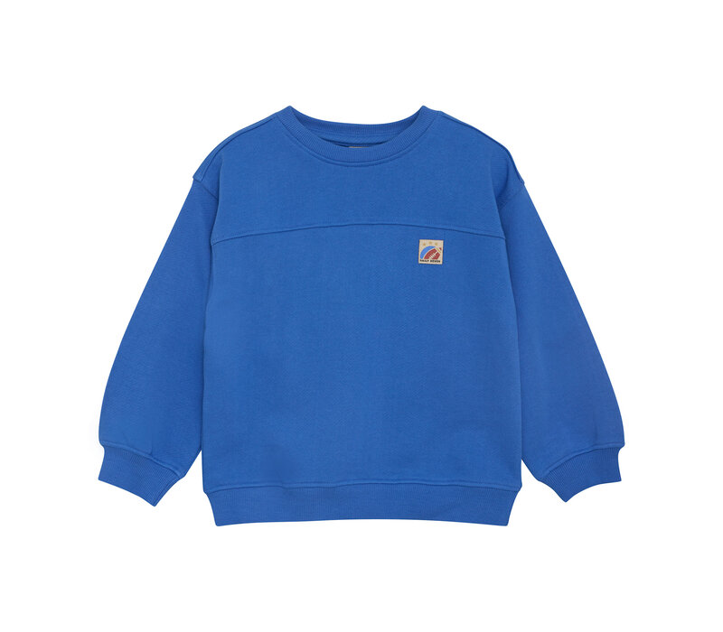 Daily Seven Oversized Sweater Textprint Dusty Kobalt