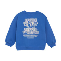 Daily Seven Oversized Sweater Textprint Dusty Kobalt