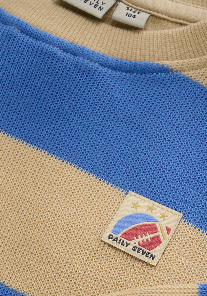 Daily Seven Oversized Sweater Big Stripe Dusty Kobalt