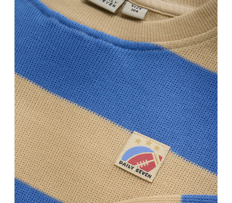 Daily Seven Oversized Sweater Big Stripe Dusty Kobalt