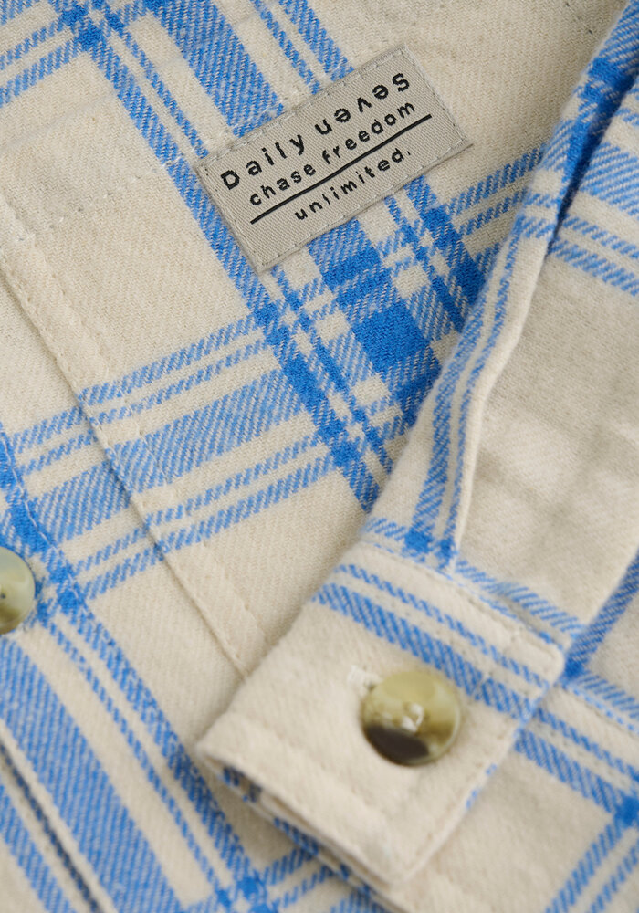 Daily Seven Shirt Check Print Dusty Kobalt