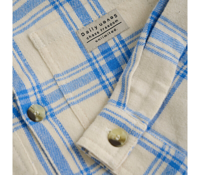 Daily Seven Shirt Check Print Dusty Kobalt