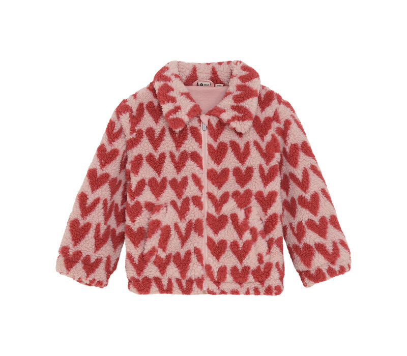 Daily Seven Teddy Jacket Heart Pale Mauve