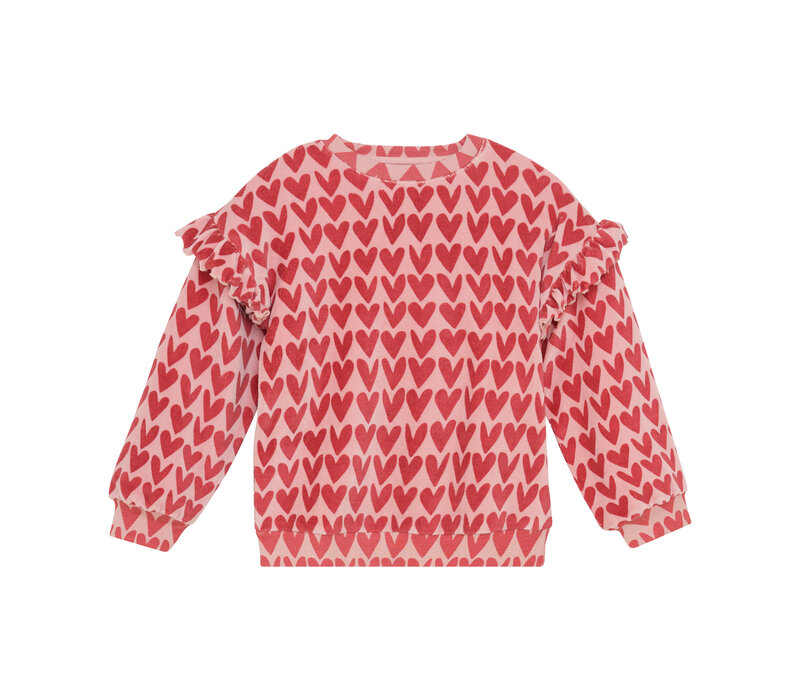 Daily Seven Sweater Heart Print Pale Mauve
