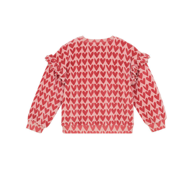 Daily Seven Sweater Heart Print Pale Mauve