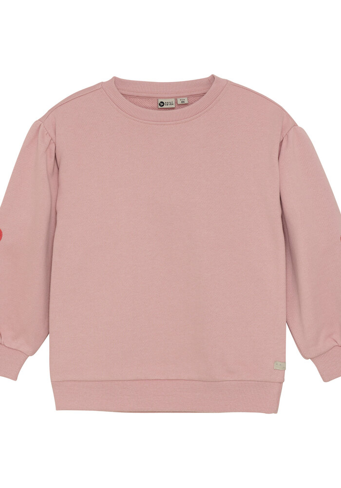 Daily Seven Sweater Heart Embroidery Pale Mauve