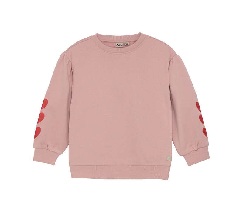 Daily Seven Sweater Heart Embroidery Pale Mauve