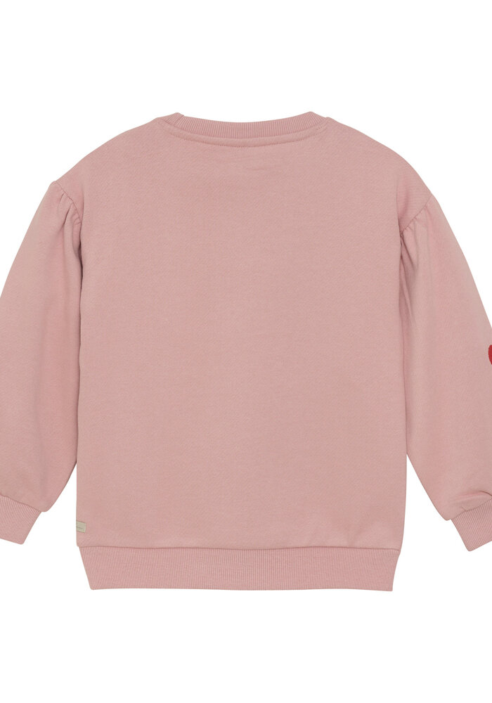 Daily Seven Sweater Heart Embroidery Pale Mauve