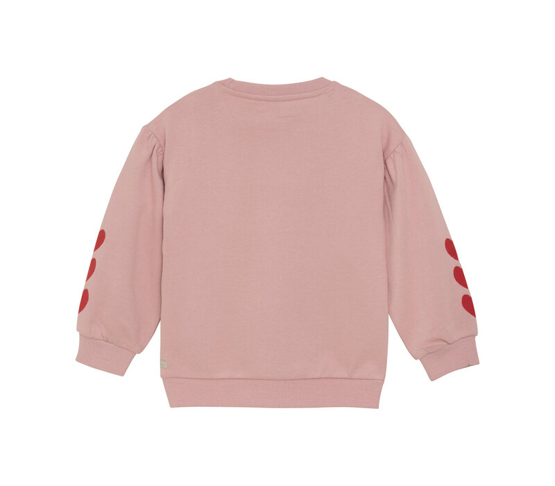 Daily Seven Sweater Heart Embroidery Pale Mauve