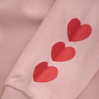Daily Seven Sweater Heart Embroidery Pale Mauve