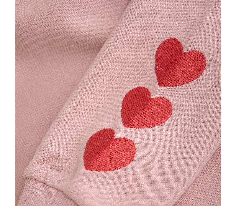 Daily Seven Sweater Heart Embroidery Pale Mauve