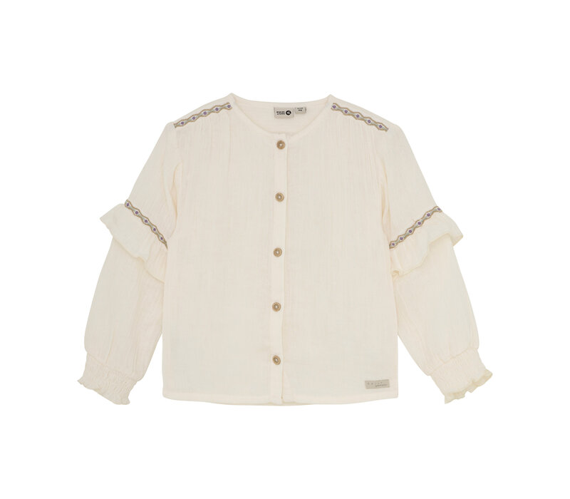 Daily Seven Shirt Longsleeve Ruffle Off White