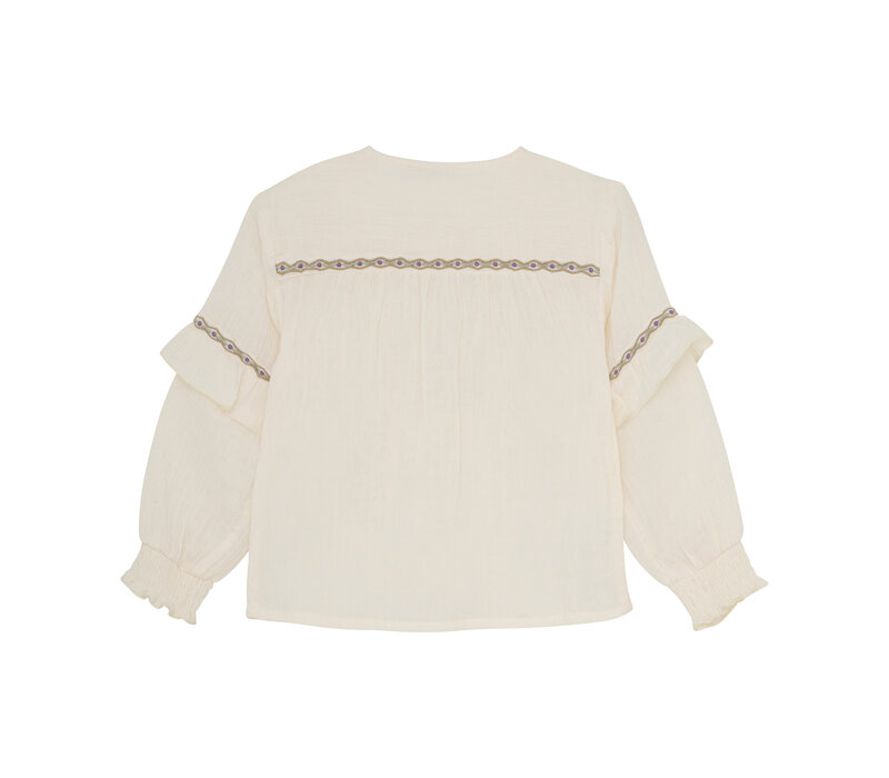Daily Seven Shirt Longsleeve Ruffle Off White
